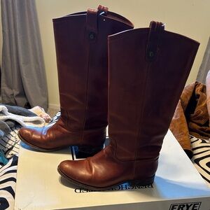 Frye Dark Brown Leather Riding Boots